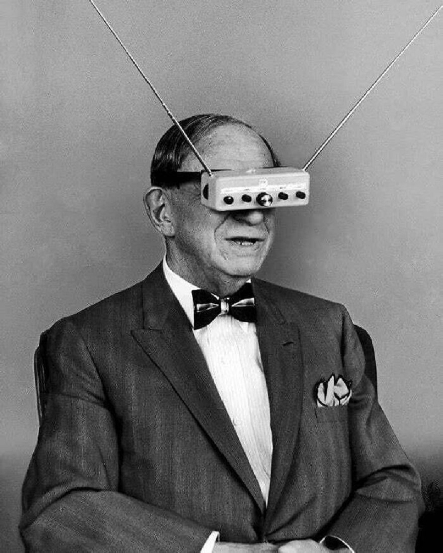 This Photo Depicts Hugo Gernsback Wearing His "Teleyeglasses" In 1963
