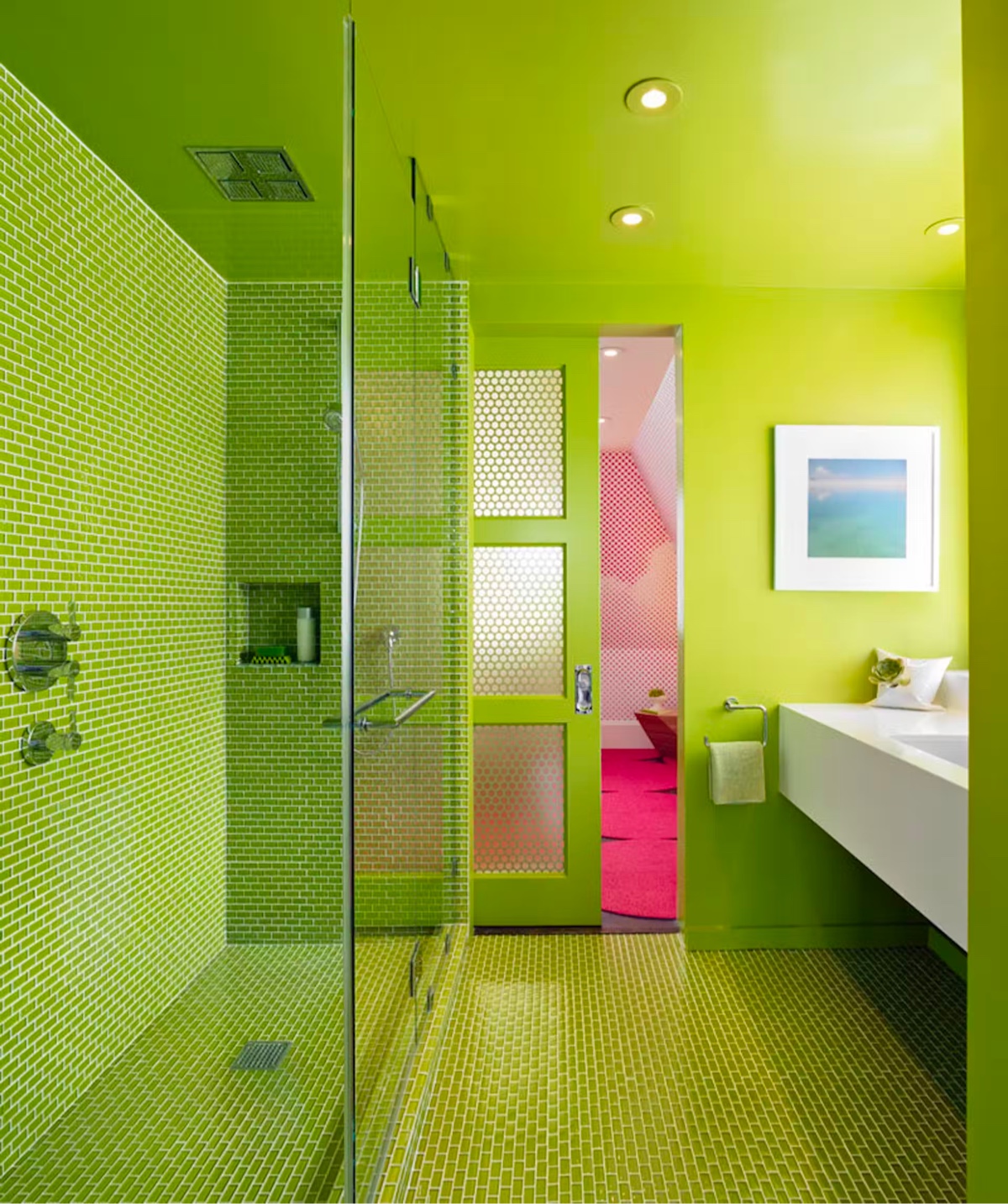 Neon green décor schemes are not for the shy and reserved homeowner but pack a powerful punch.