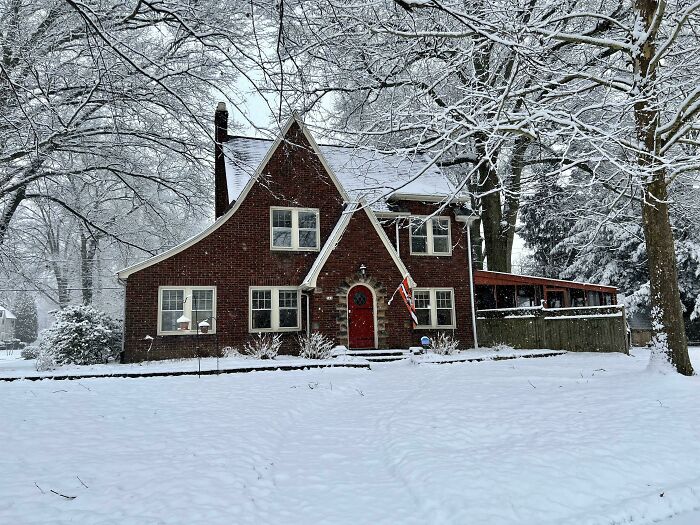 My 1931 Brick Tudor In The Snow