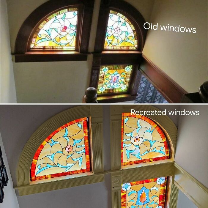The Previous Owners Removed These Windows. We Found This Picture In An Old Listing Photo And Had Them Remade By A Local Stained Glass Guy!