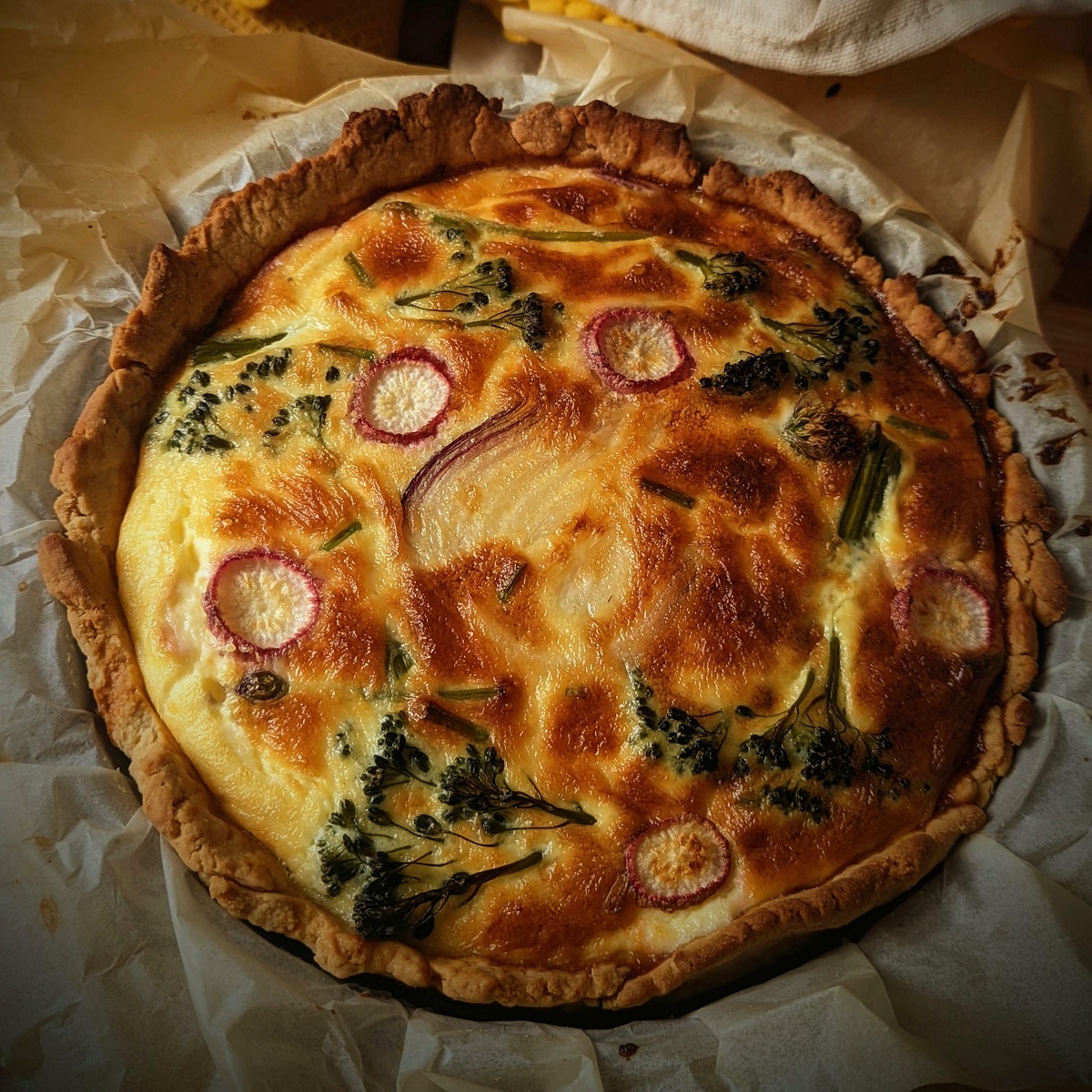 Homemade Rustic Cheese And Vegetable Quiche