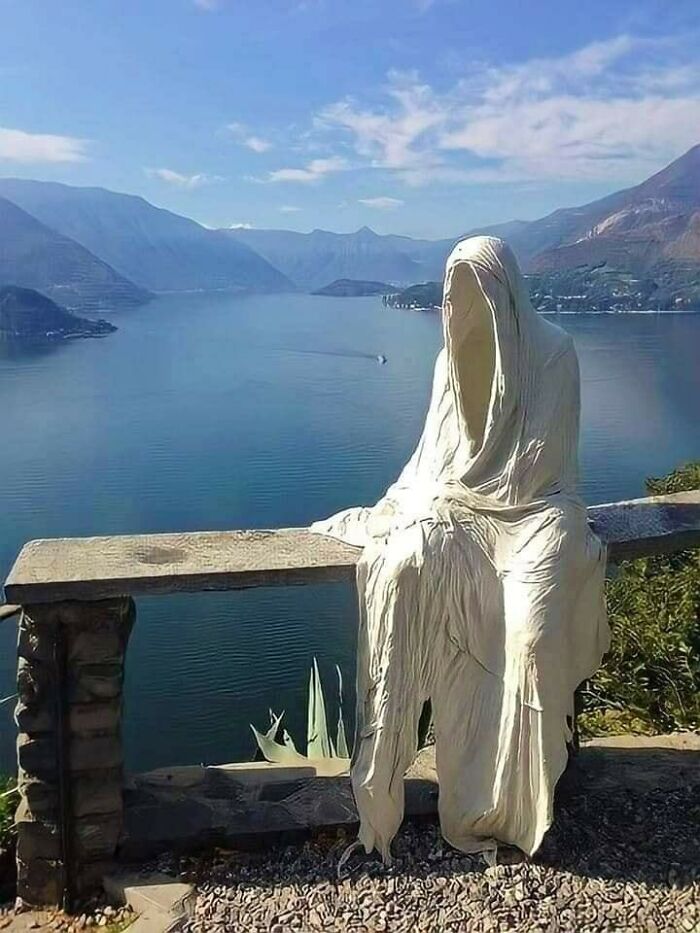 Ghost Sculpture In The Castle Of Vezio, Italy, By Lake Como