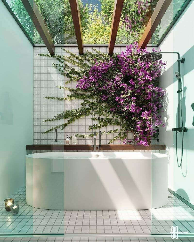 Fantastic Bathroom With Skylight Designed And Visualized By Maximiliano Carbonell