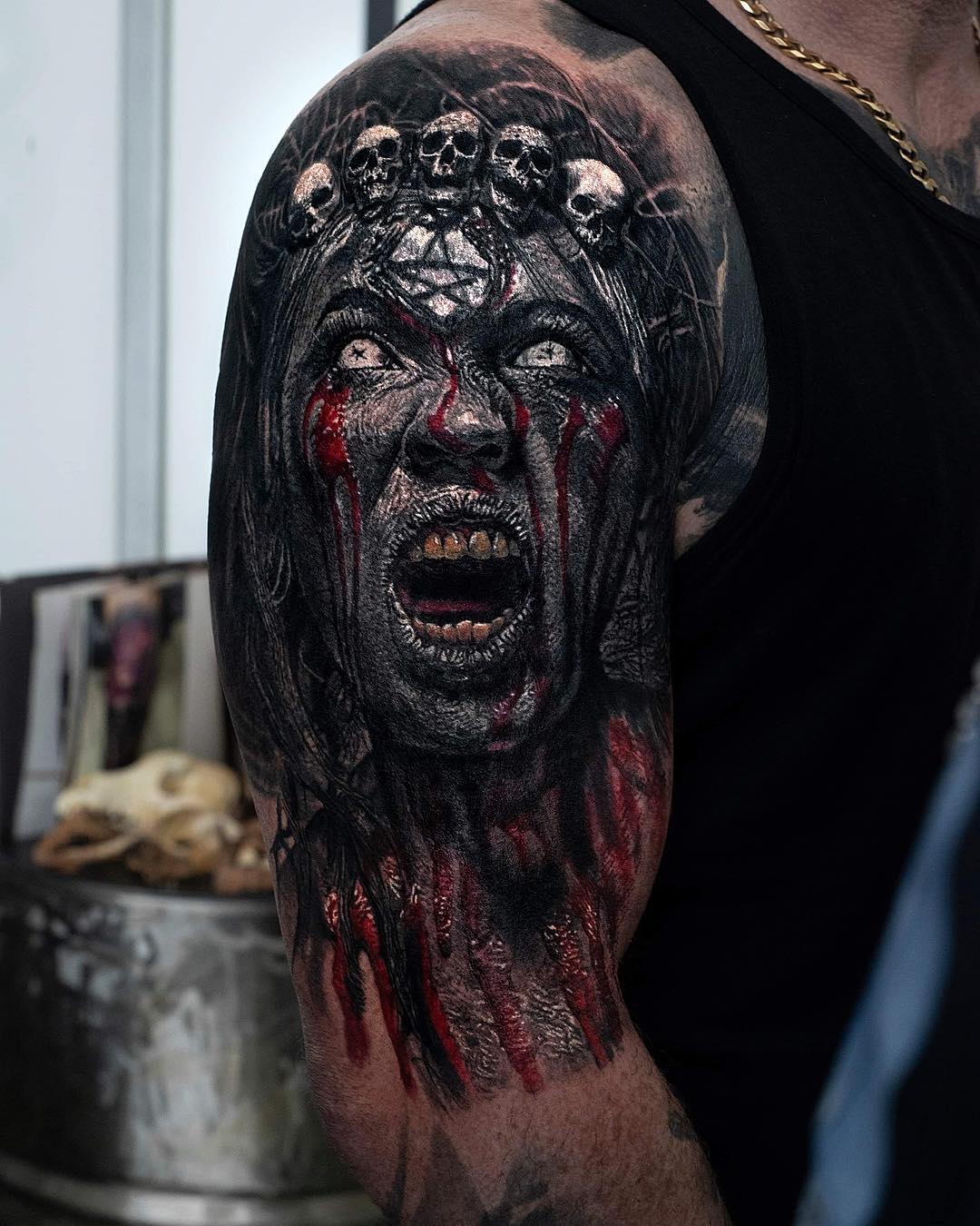 Horror Inspired Tattoo By Art Sandry Riffard
