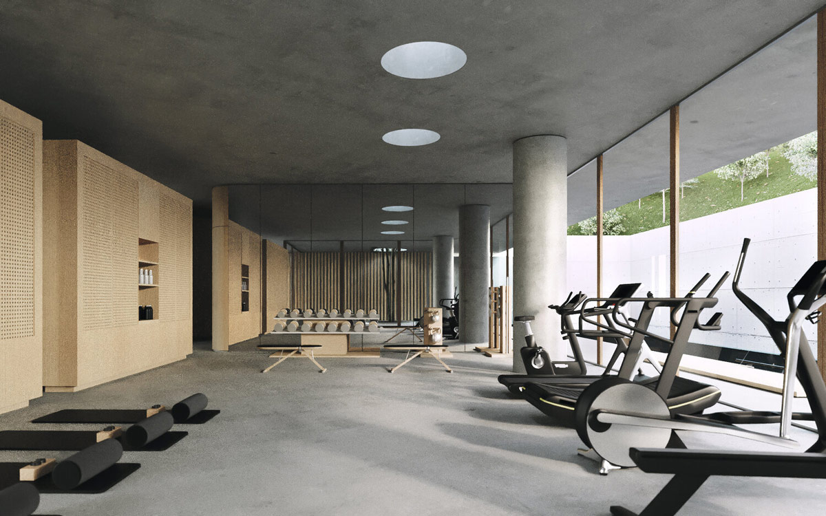 The home gym design allows many people to work out at any time.