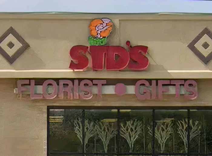 The Unfortunate Logo Of A Florist Near Me. I've Been Calling It Std's For Years. It's Sid's