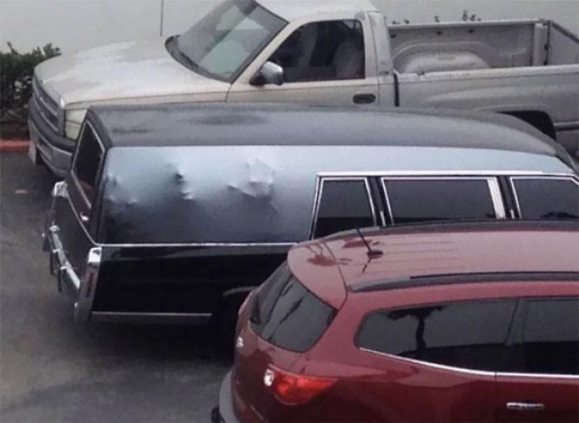 This Hearse That Someone Bought And Remade To Look Like Someone Is Trying To Get Out