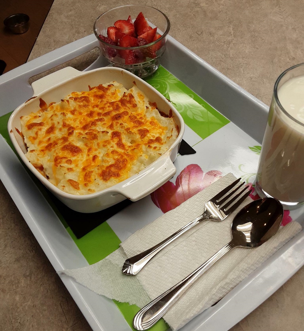 I Take Care Of My Elderly Father And Try To Make Him Good Meals. Tonight Was Shepherd's Pie And Strawberries And Cream