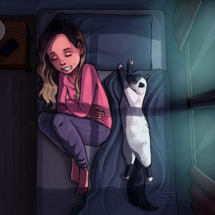 “What It’s Like To Have A Cat”: Illustration By Rita Vigovszky