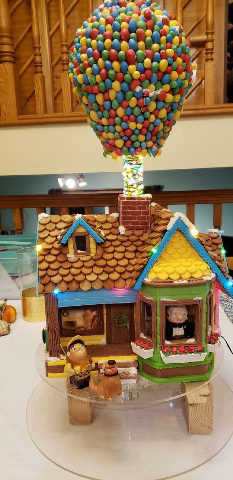 My Mom And I Made A 100% Edible (Except The Lights) 'Up' Themed Gingerbread House