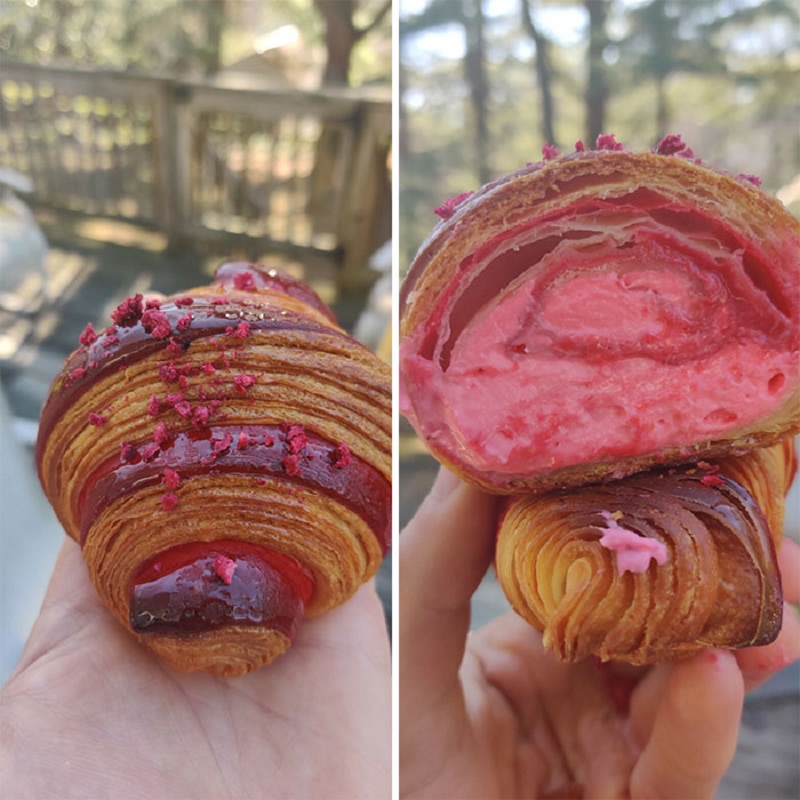 You Guys Asked, So I Delivered. Here's The Inside Of My Raspberry Rose Lychee Croissants!