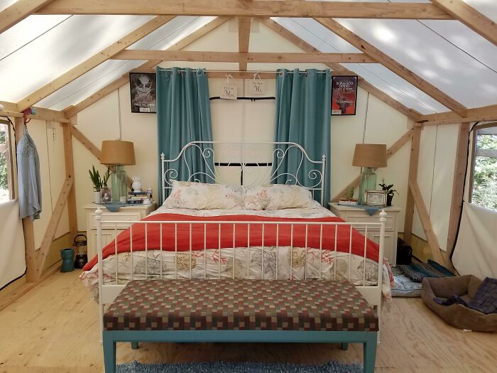 A King Bed Wouldn't Fit In The Tiny House, So A Tent's Our Bedroom