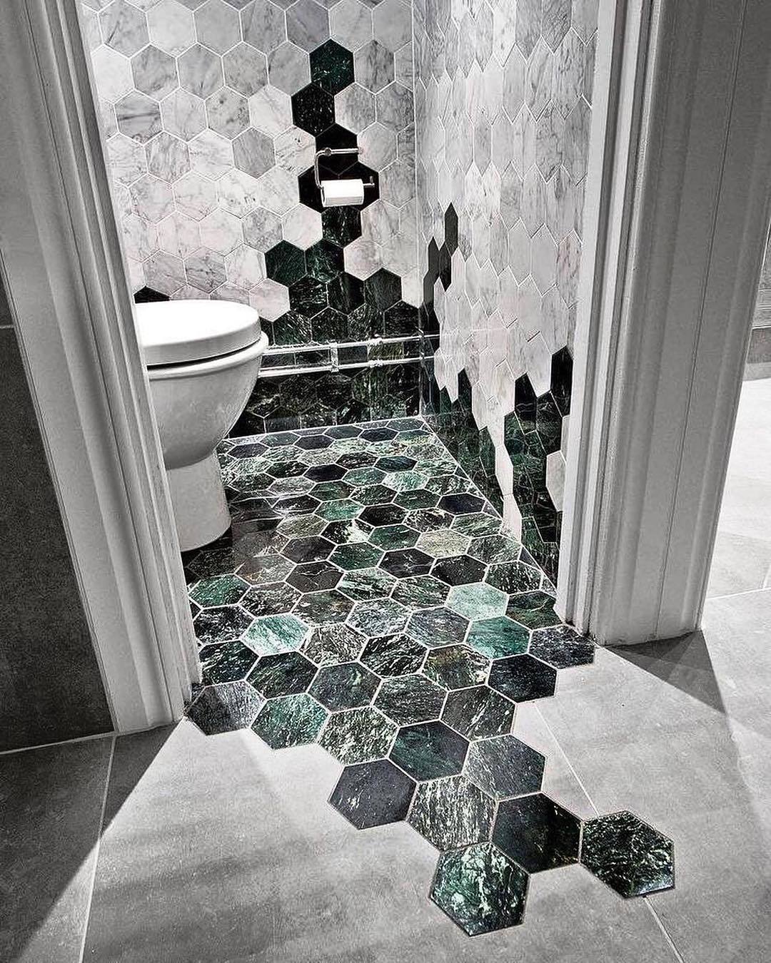 Amazing Hexagonal Tiles Bathroom By Bricmate AB