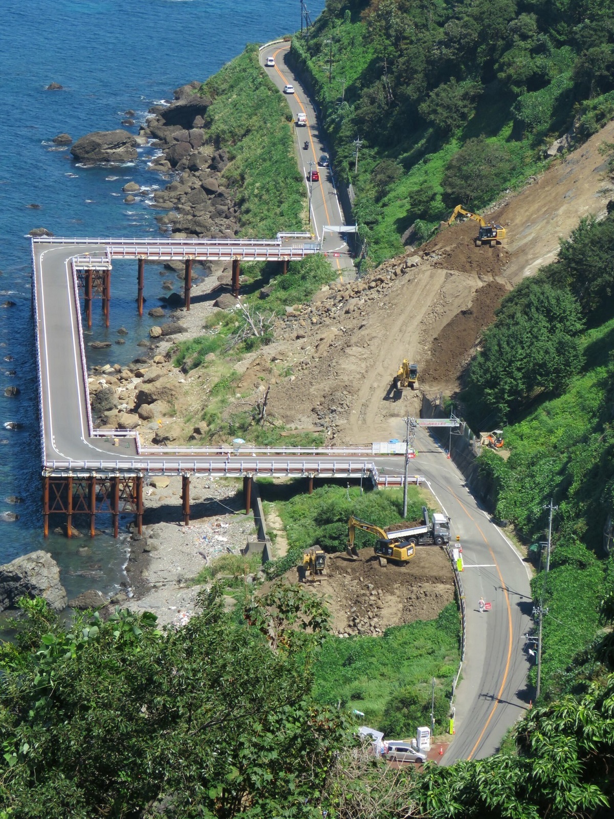 Temporary Road Build Around A Landslide In Fukui Prefecture, Japan