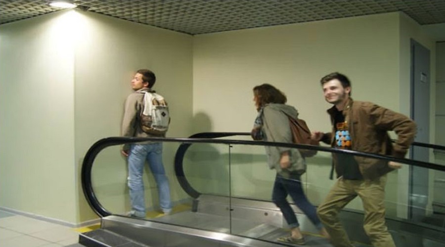 You Need A Trolley And An Owl To Get Off Of This Escalator