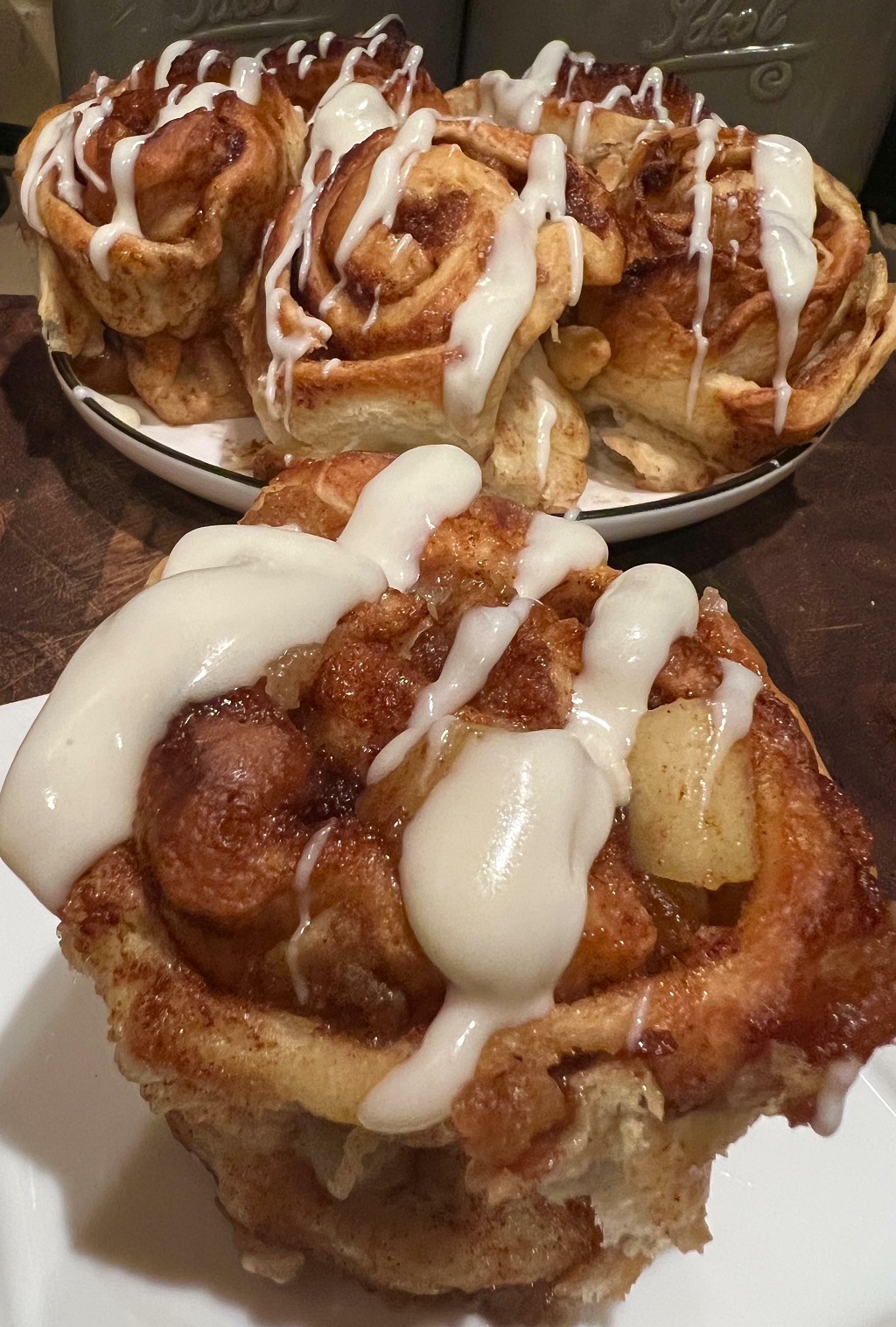 Homemade Brioche Cinnamon Apple Rolls With Brown Butter Cream Cheese Frosting