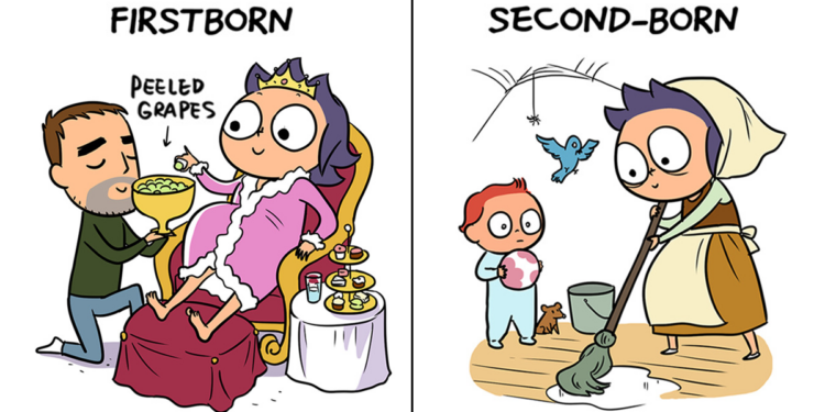 Honest Illustrations Reveal The Difference Between Having The First Vs. Second Child
