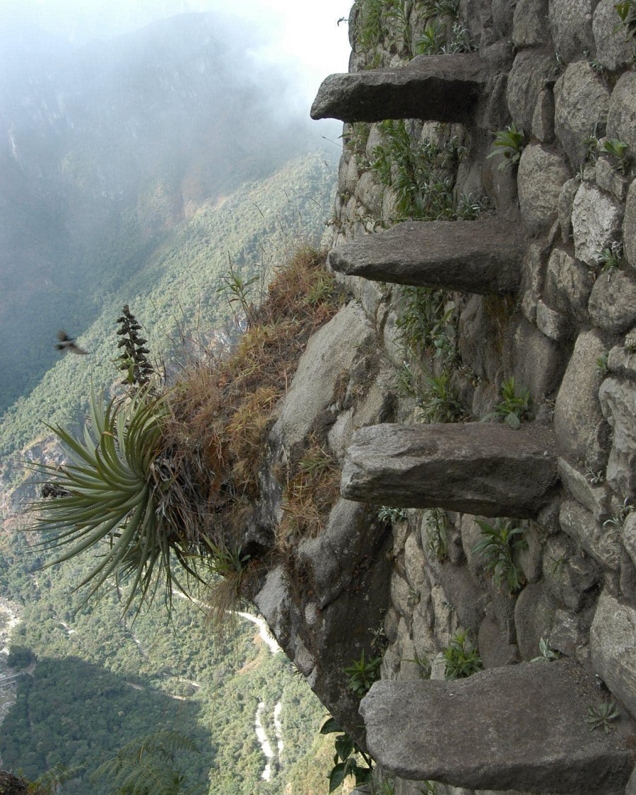 The 'Stairs Of Death' Are A Section Of Stone Steps Built By The Incas, Which Lead To The Top Of Huayna Picchu, In Peru, Which Is One Of The Steep Mountains That Overlooks Machu Picchu
