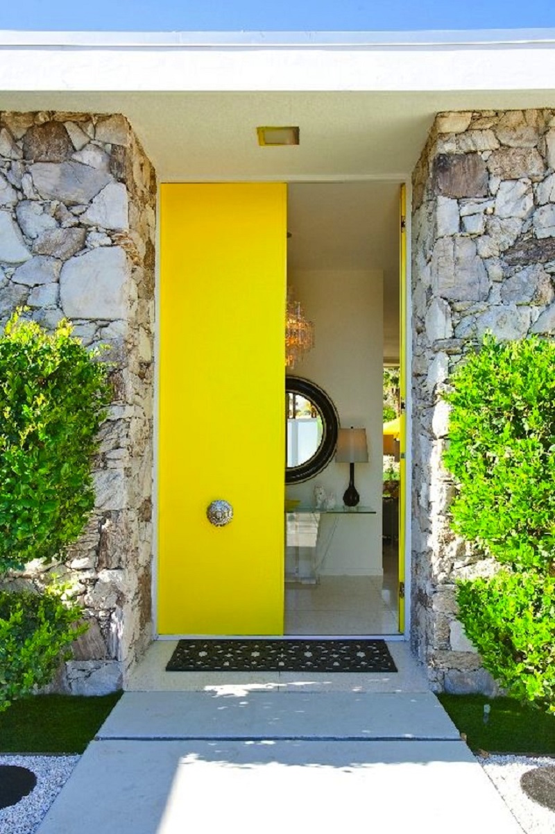 Bright Yellow Front Door Idea