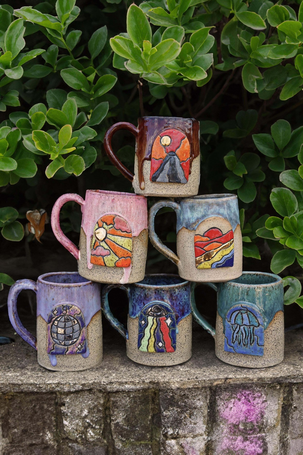 Some Mugs I Made That Are Inspired By Stained Glass Window Art