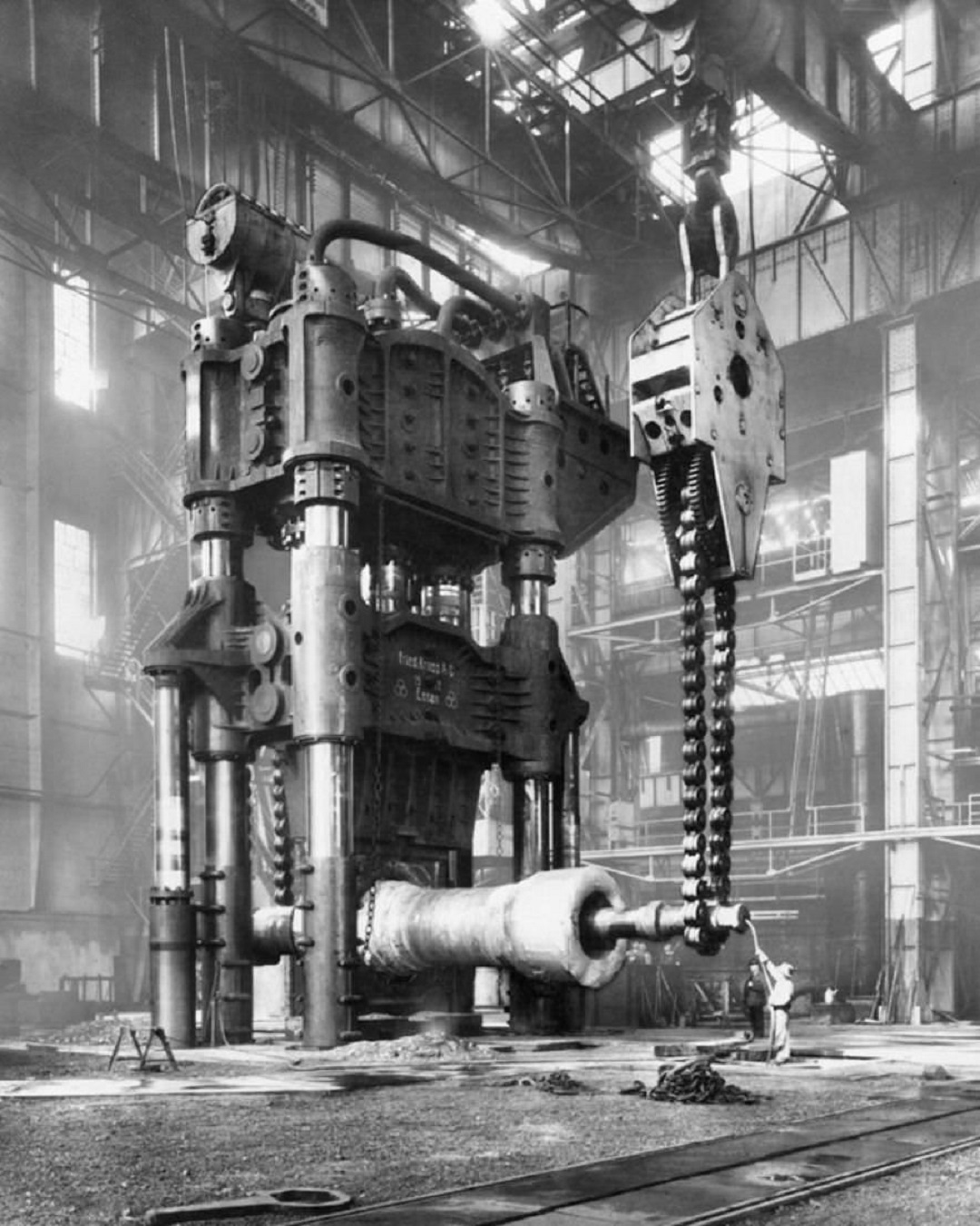 German Hydraulic Steel Press, Human For Scale