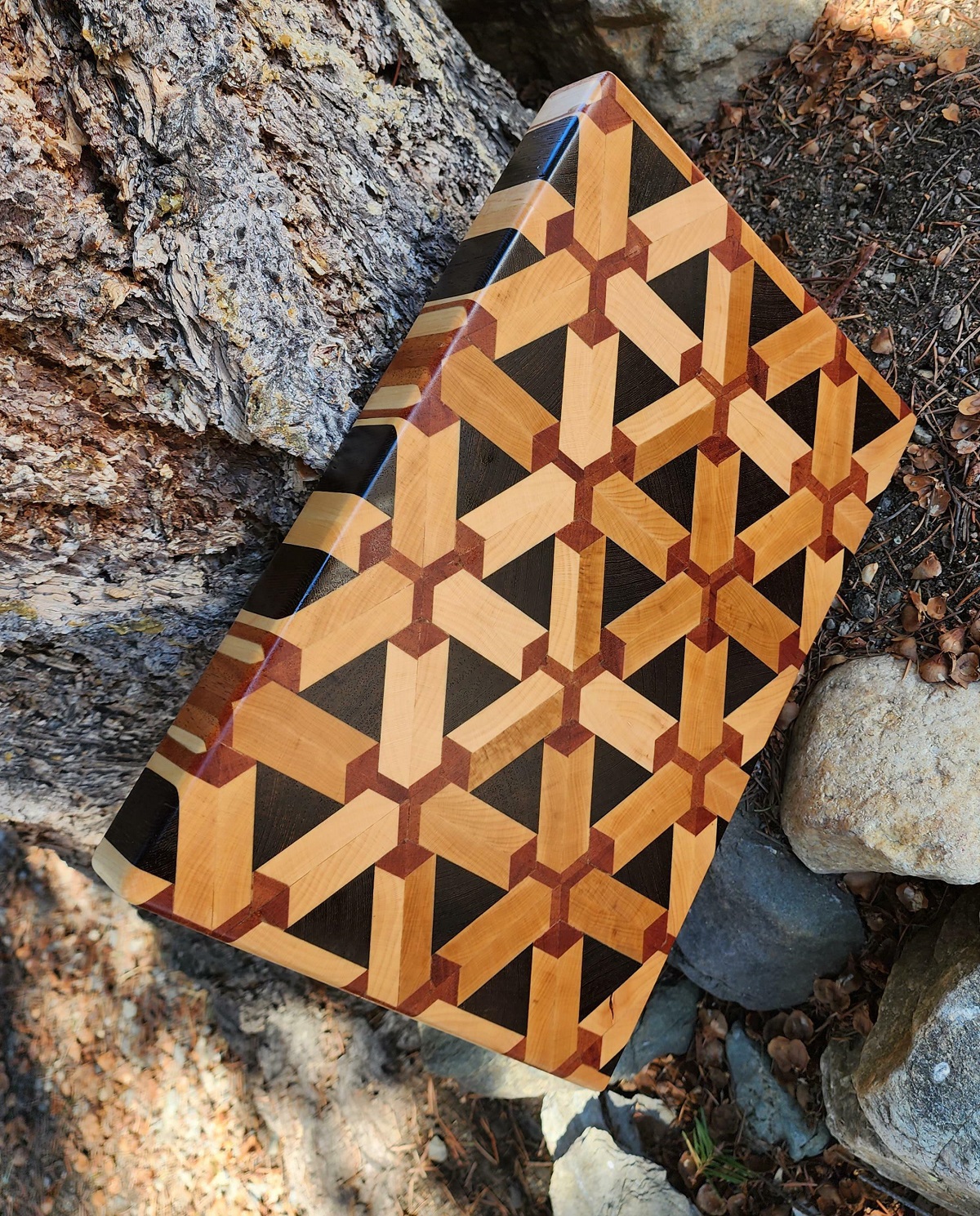 Here's An End-Grain Cutting Board I Made. It's My First Try At This Design. There Were A Few Issues, But The Next Batch Will Be Better. Wenge, African Mahogany And Hard Maple