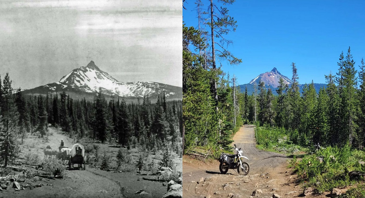 I Tried My Best To Find The Same Location. Santiam Wagon Road, Oregon. 2022 vs. Date Unknown. Road Was Used 1860-1930s