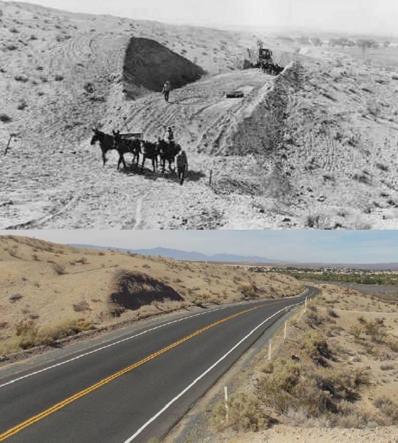 Route 66 Between Barstow And Oro Grande, CA. 1917 And 2023