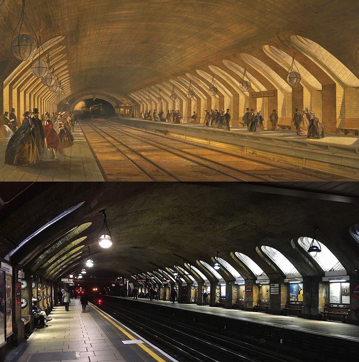 The World's Oldest Underground Station, Baker Street, England. 157 Years Apart