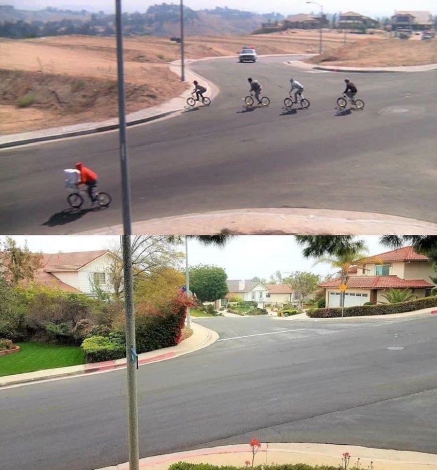 Intersection Of Beaufait And Darby Avenues, Porter Ranch, San Fernando Valley, Los Angeles - From A Scene In "E.t." In 1982 And 2022