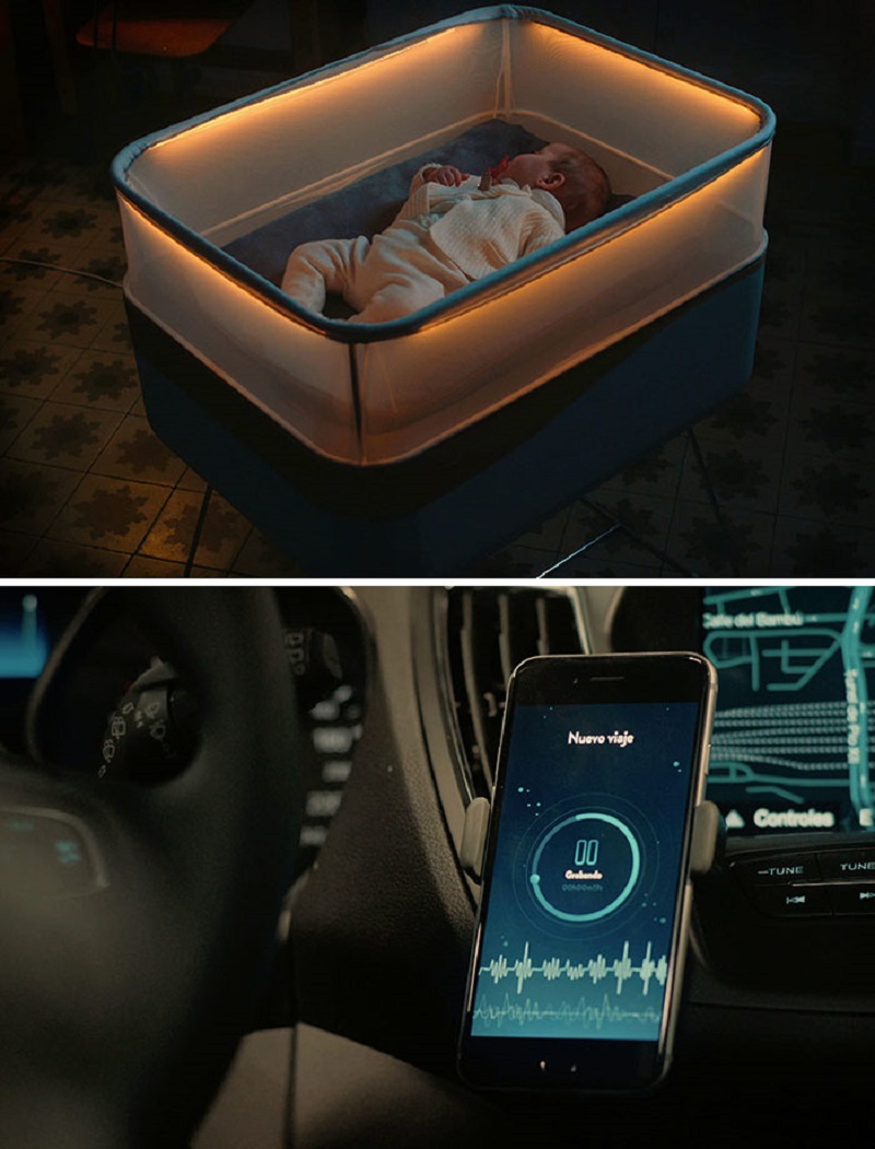 Crib, Which Simulates The Feeling Of Being In A Car And Helps A Baby Fall Asleep