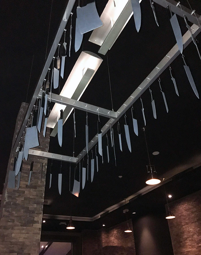 Best Item To Hang Above Your Head At Dinner? Ah Yes, A Chandelier Of Knives