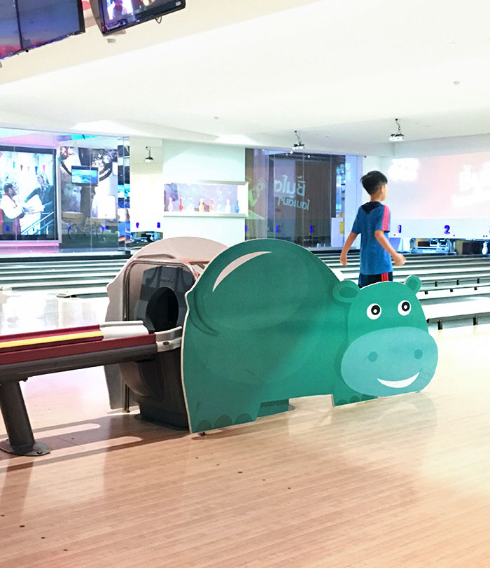 Bowling Alley Located In Bangkok. Cracks Me Up When The Ball Rolls Out From That