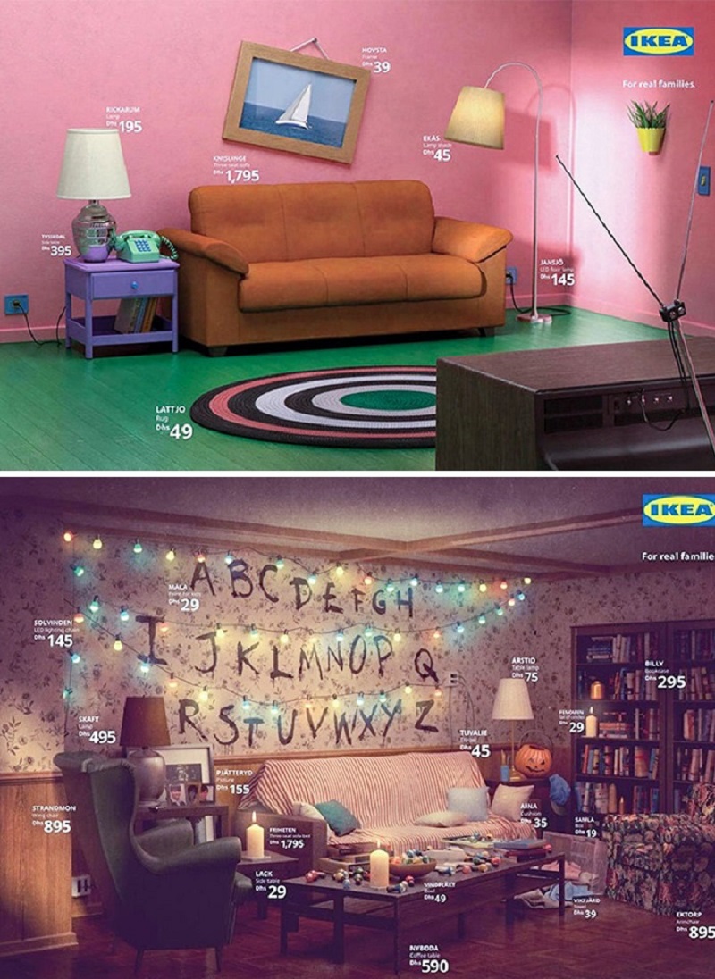 These Ads By IKEA Recreating Living Rooms From "The Simpsons," "Stranger Things" And "Friends."