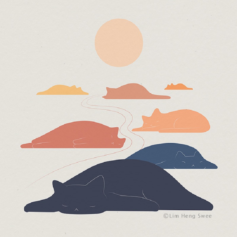 I Created These Illustrations Inspired By The Wisdom Of Cats Who Always Know Best On How And Where To Chill Out