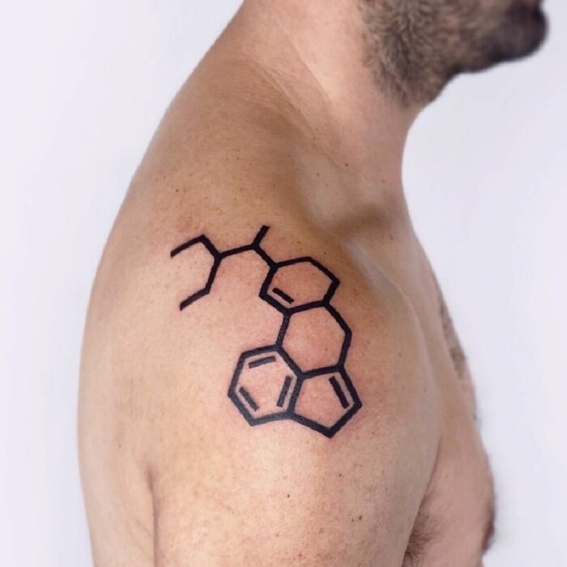 Black Molecule Shoulder Tattoo