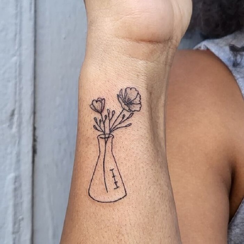 Poppies In An Erlenmeyer Flask Tattoo