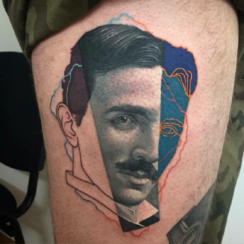 Nikola Tesla Portrait Tattoo