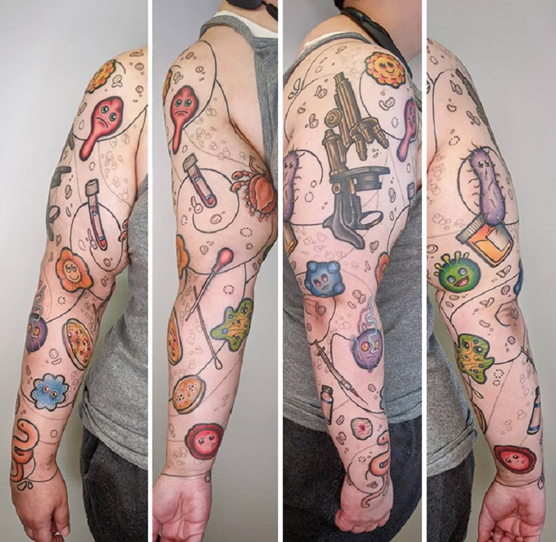 Science Sleeve Tattoo In Progress