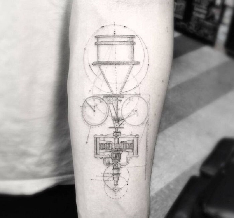 T. Edison Kinetograph Camera Tattoo On Arm