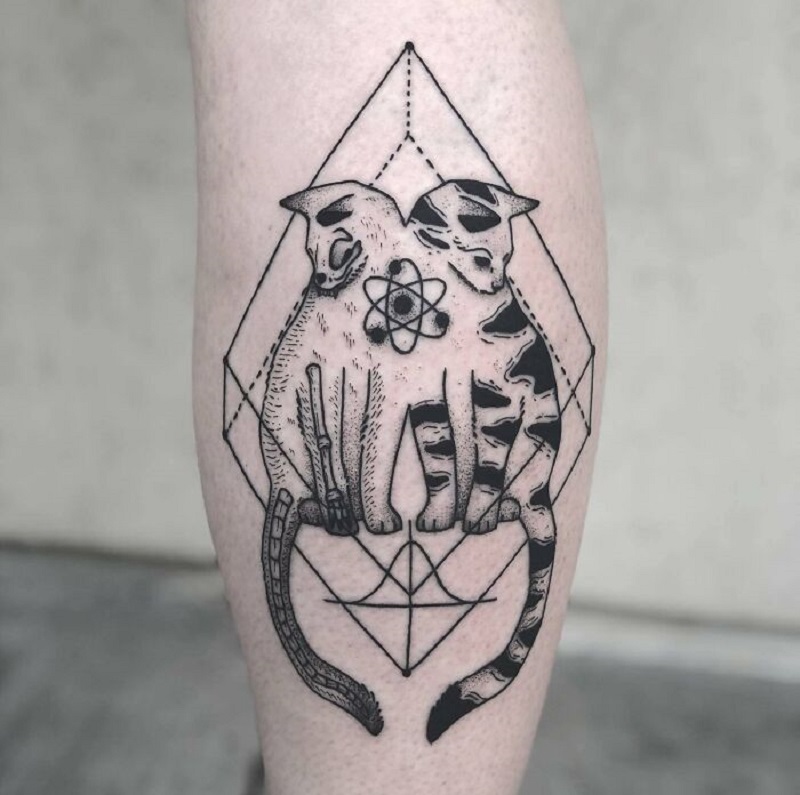 Schrödinger's Cat And Quantum Theory Tattoo