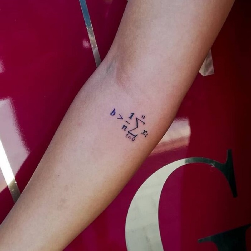 Be > Average Equation Tattoo On Arm