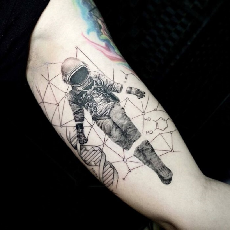 Astronaut, Molecules And DNA Tattoo