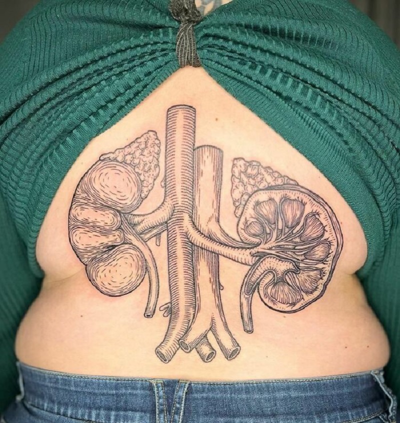 Large Kidney Back Tattoo