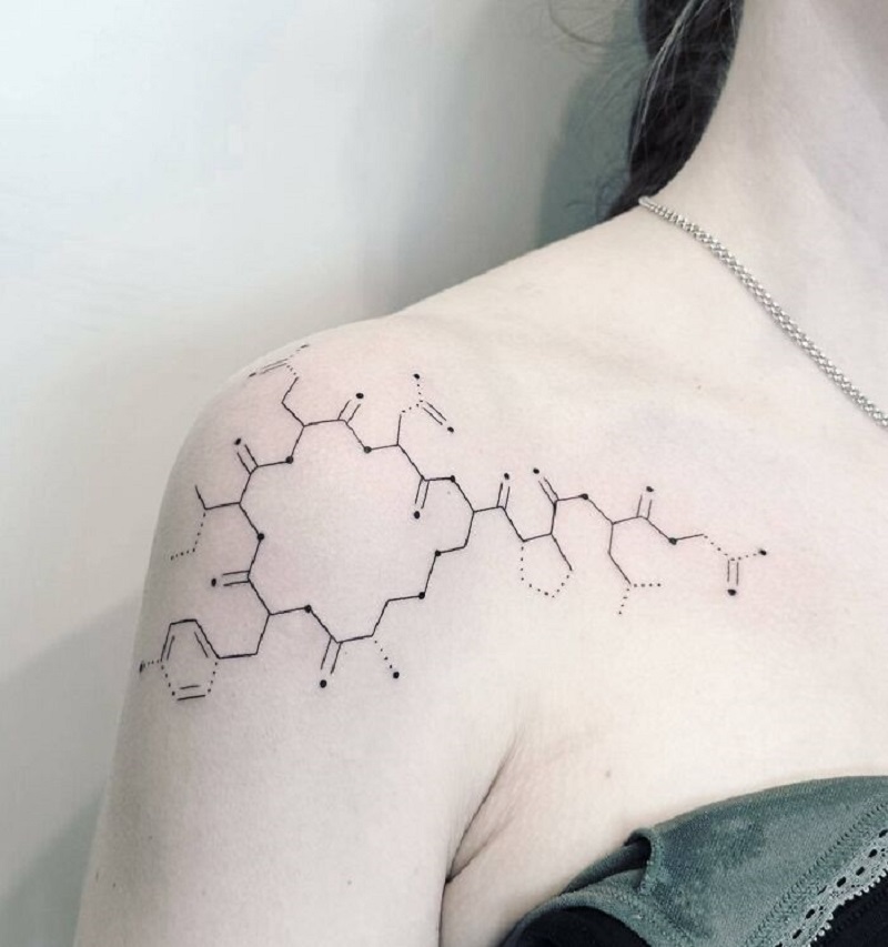 Oxytocin Molecule Shoulder Tattoo
