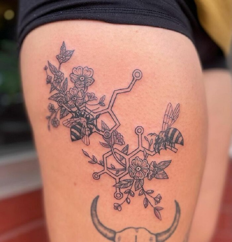 Bees, Flowers, And Good Feelings Tattoo