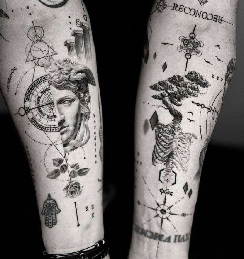 Detailed Mythology And Universe Arm Tattoos