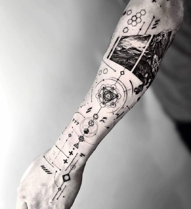 Geometric Scientific Arm Tattoo