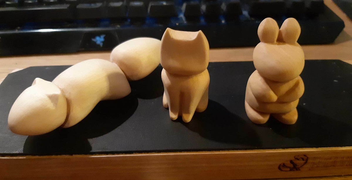 Relatively New To Carving, My Three First Projects From Left To Right. Hope Sanding Isn't Blasphemous