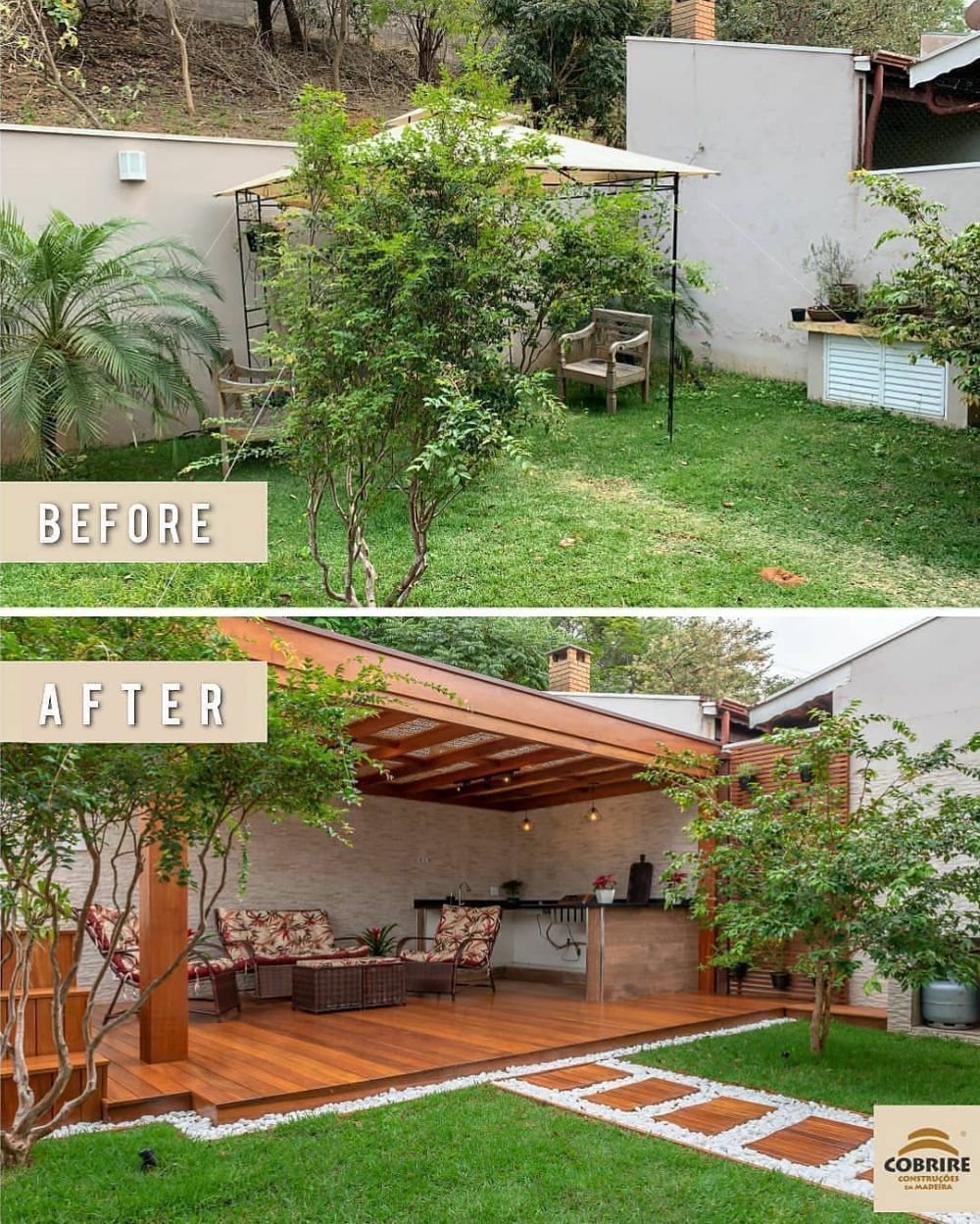 Before And After Backyard With Terrace